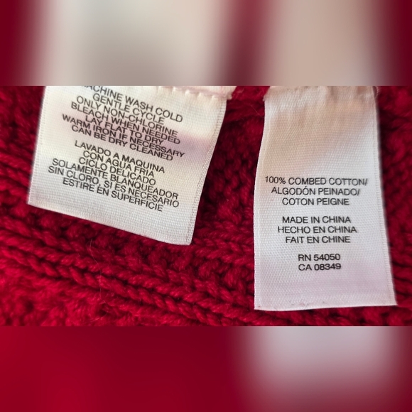 Jones New York Vibrant Red Knit 100 % Cotton Sweater. XL Womens - Picture 10 of 11